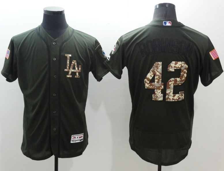 Dodgers #42 Jackie Robinson Green Flexbase Authentic Collection Salute to Service Stitched MLB Jersey Dodgers #42 Jackie Robinson Green Flexbase Authentic Collection Salute to Service Stitched MLB Jersey