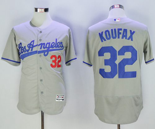 Dodgers #32 Sandy Koufax Grey Flexbase Authentic Collection Road Stitched MLB Jersey Dodgers #32 Sandy Koufax Grey Flexbase Authentic Collection Road Stitched MLB Jersey