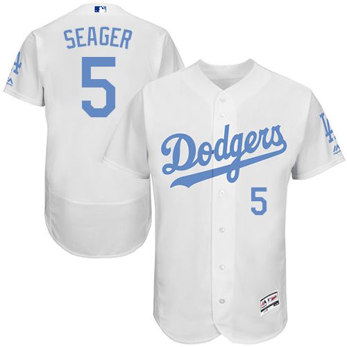 Dodgers #5 Corey Seager White Flexbase Authentic Collection Father's Day Stitched MLB Jersey Dodgers #5 Corey Seager White Flexbase Authentic Collection Father's Day Stitched MLB Jersey