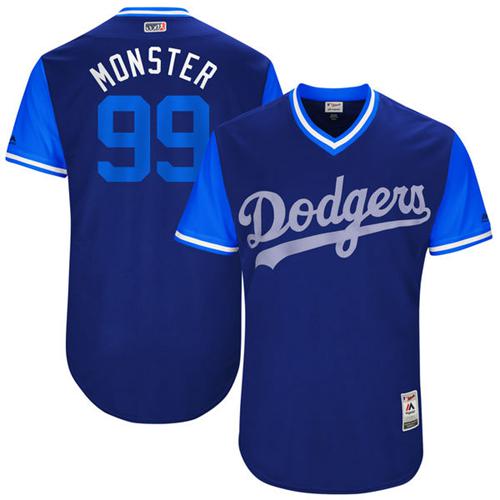 Dodgers #99 Hyun-Jin Ryu Royal "Monster" Players Weekend Authentic Stitched MLB Jersey Dodgers #99 Hyun-Jin Ryu Royal "Monster" Players Weekend Authentic Stitched MLB Jersey