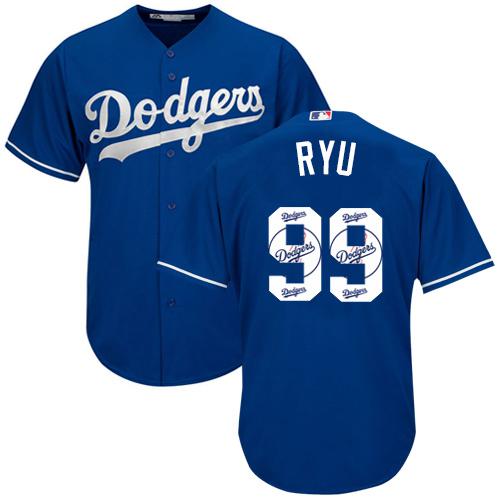 Dodgers #99 Hyun-Jin Ryu Blue Team Logo Fashion Stitched MLB Jersey Dodgers #99 Hyun-Jin Ryu Blue Team Logo Fashion Stitched MLB Jersey