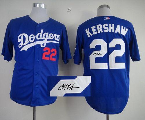 Dodgers #22 Clayton Kershaw Blue Cool Base Autographed Stitched MLB Jersey Dodgers #22 Clayton Kershaw Blue Cool Base Autographed Stitched MLB Jersey