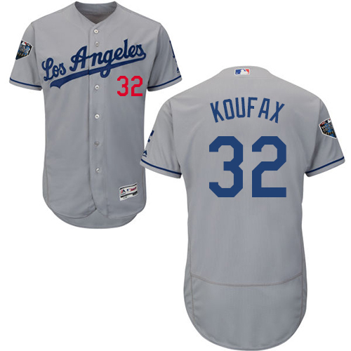 Dodgers #32 Sandy Koufax Grey Flexbase Authentic Collection 2018 World Series Stitched MLB Jersey Dodgers #32 Sandy Koufax Grey Flexbase Authentic Collection 2018 World Series Stitched MLB Jersey