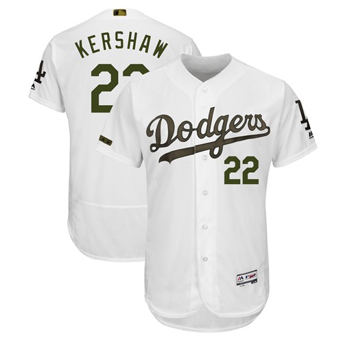 Dodgers #22 Clayton Kershaw White Flexbase Authentic Collection 2018 Memorial Day Stitched MLB Jersey Dodgers #22 Clayton Kershaw White Flexbase Authentic Collection 2018 Memorial Day Stitched MLB Jersey