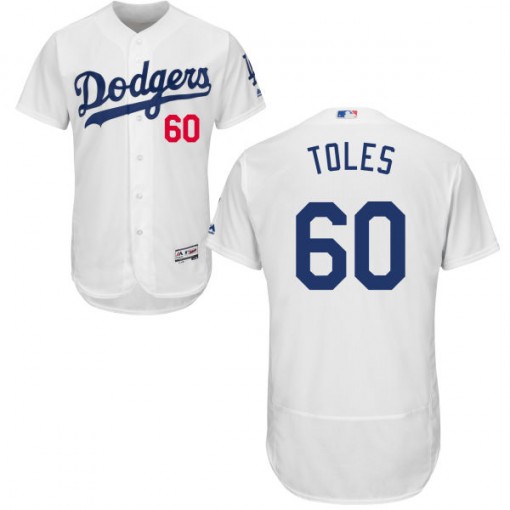 Dodgers #60 Andrew Toles White Flexbase Authentic Collection Stitched MLB Jersey Dodgers #60 Andrew Toles White Flexbase Authentic Collection Stitched MLB Jersey