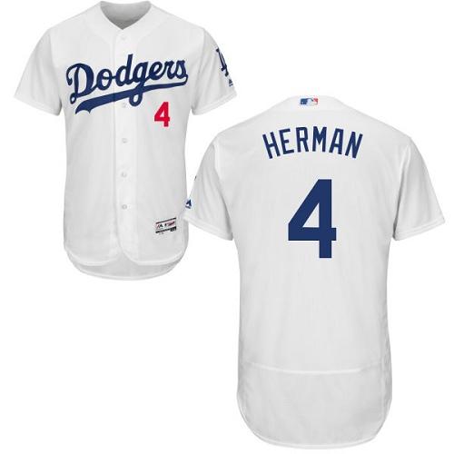 Dodgers #4 Babe Herman White Flexbase Authentic Collection Stitched MLB Jersey Dodgers #4 Babe Herman White Flexbase Authentic Collection Stitched MLB Jersey
