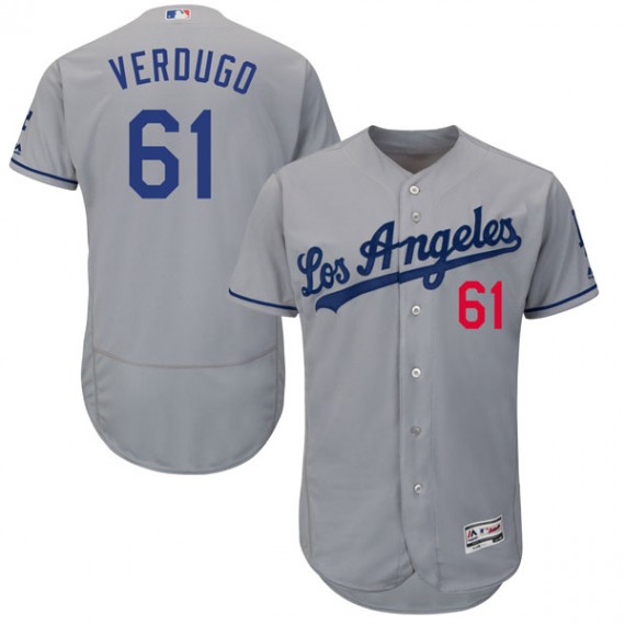 Dodgers #61 Alex Verdugo Grey Flexbase Authentic Collection Stitched MLB Jersey Dodgers #61 Alex Verdugo Grey Flexbase Authentic Collection Stitched MLB Jersey