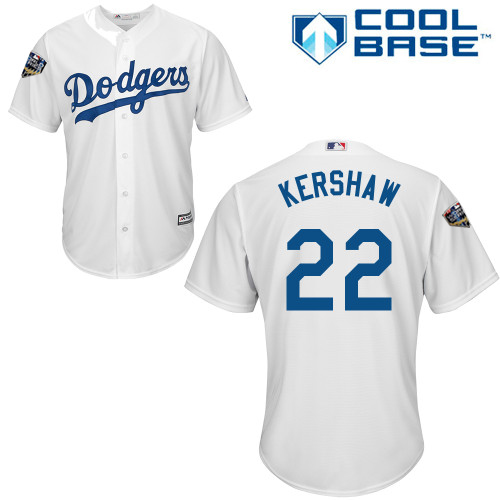 Dodgers #22 Clayton Kershaw White New Cool Base 2018 World Series Stitched MLB Jersey Dodgers #22 Clayton Kershaw White New Cool Base 2018 World Series Stitched MLB Jersey