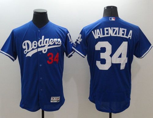 Dodgers #34 Fernando Valenzuela Blue Flexbase Authentic Collection Stitched MLB Jersey Dodgers #34 Fernando Valenzuela Blue Flexbase Authentic Collection Stitched MLB Jersey