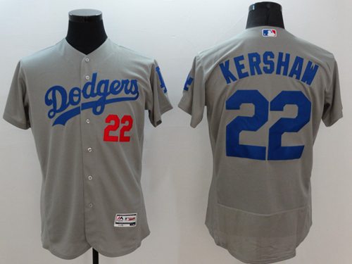 Dodgers #22 Clayton Kershaw Grey Flexbase Authentic Collection Stitched MLB Jersey Dodgers #22 Clayton Kershaw Grey Flexbase Authentic Collection Stitched MLB Jersey