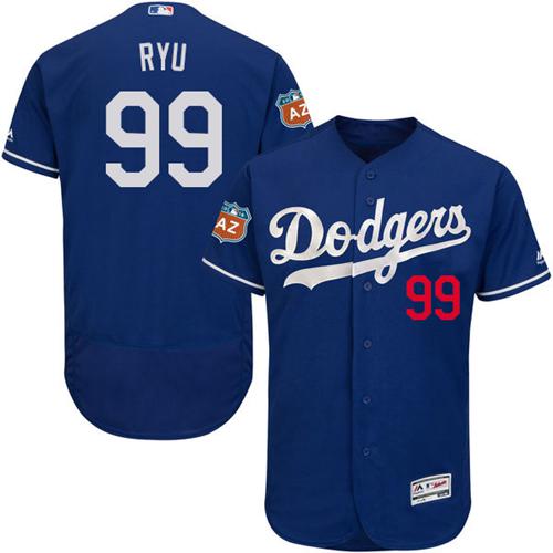 Dodgers #99 Hyun-Jin Ryu Blue Flexbase Authentic Collection Stitched MLB Jersey Dodgers #99 Hyun-Jin Ryu Blue Flexbase Authentic Collection Stitched MLB Jersey