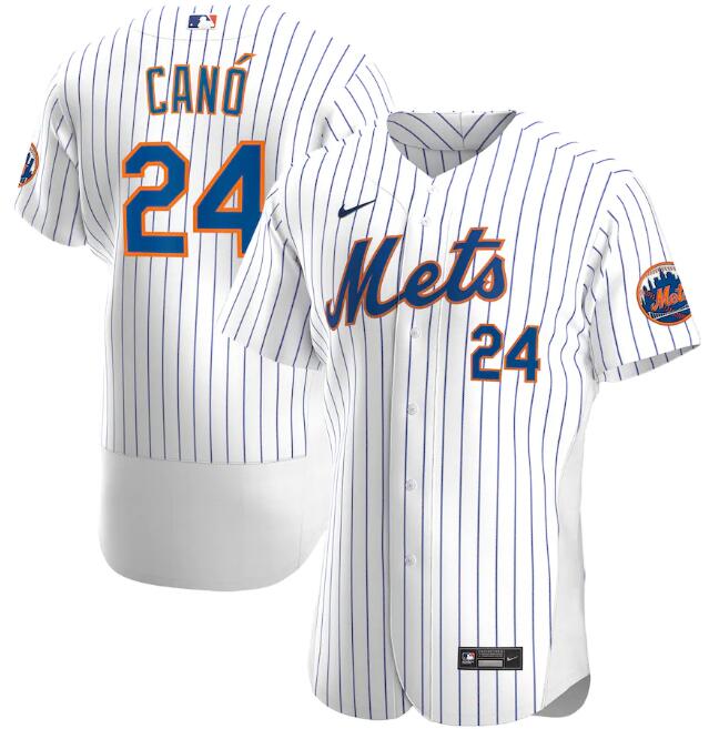 Men's New York Mets #24 Robinson Canó White MLB Flex Base Stitched Jersey