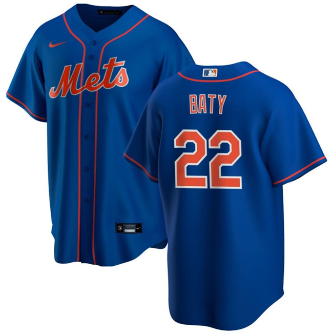 Men's New York Mets #22 Brett Baty Blue Cool Base Stitched Baseball Jersey Men's New York Mets #22 Brett Baty Blue Cool Base Stitched Baseball Jersey