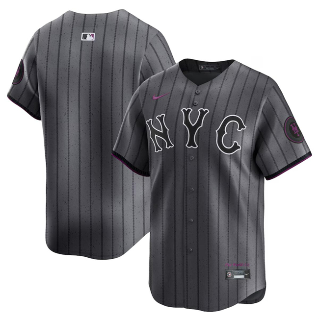 Men's New York Mets Blank Graphite 2024 City Connect Limited Stitched Baseball Jersey Men's New York Mets Blank Graphite 2024 City Connect Limited Stitched Baseball Jersey