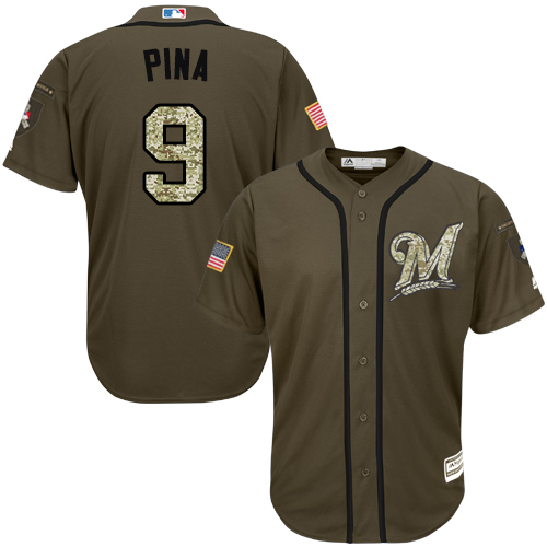 Brewers #9 Manny Pina Green Salute to Service Stitched MLB Jersey Brewers #9 Manny Pina Green Salute to Service Stitched MLB Jersey