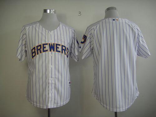 Brewers Blank White (blue strip) Stitched MLB Jersey Brewers Blank White (blue strip) Stitched MLB Jersey