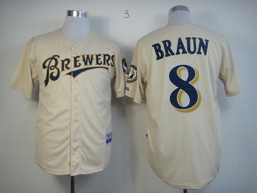 Brewers #8 Ryan Braun Cream YOUniform Cool Base Stitched MLB Jersey Brewers #8 Ryan Braun Cream YOUniform Cool Base Stitched MLB Jersey