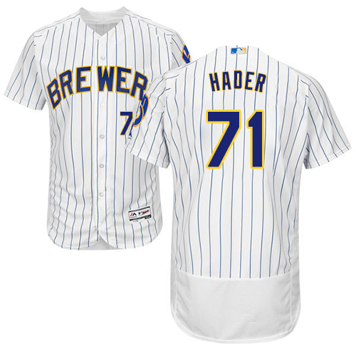 Brewers #71 Josh Hader White Strip Flexbase Authentic Collection Stitched MLB Jersey Brewers #71 Josh Hader White Strip Flexbase Authentic Collection Stitched MLB Jersey