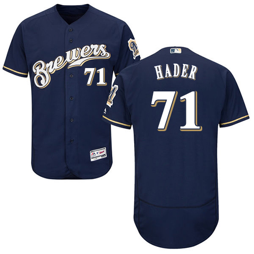 Brewers #71 Josh Hader Navy Blue Flexbase Authentic Collection Stitched MLB Jersey Brewers #71 Josh Hader Navy Blue Flexbase Authentic Collection Stitched MLB Jersey