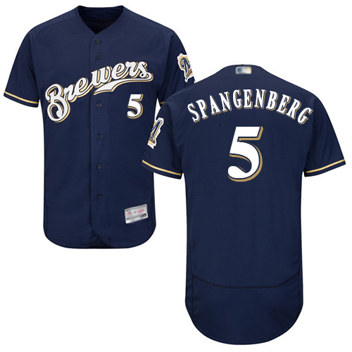 Brewers #5 Cory Spangenberg Navy Blue Flexbase Authentic Collection Stitched MLB Jersey Brewers #5 Cory Spangenberg Navy Blue Flexbase Authentic Collection Stitched MLB Jersey