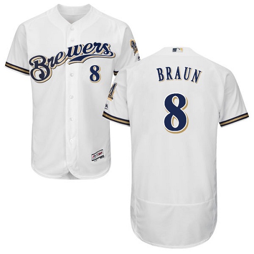 Brewers #8 Ryan Braun White Flexbase Authentic Collection Stitched MLB Jersey Brewers #8 Ryan Braun White Flexbase Authentic Collection Stitched MLB Jersey