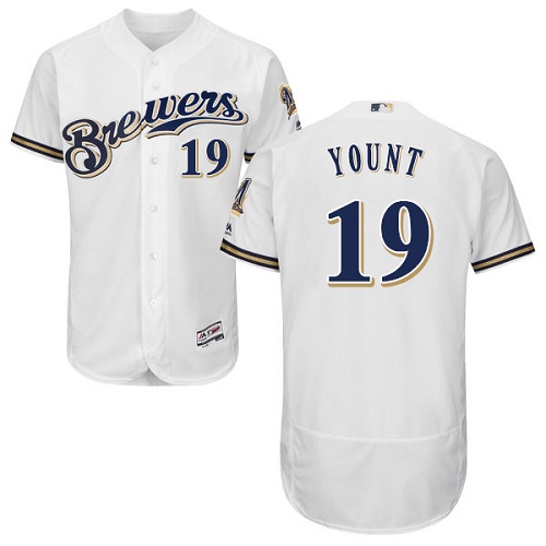 Brewers #19 Robin Yount White Flexbase Authentic Collection Stitched MLB Jersey Brewers #19 Robin Yount White Flexbase Authentic Collection Stitched MLB Jersey