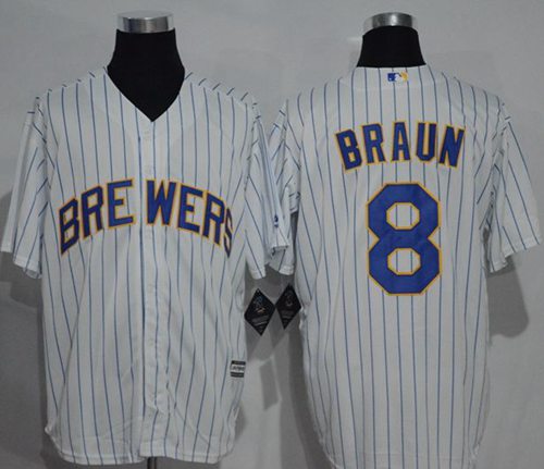 Brewers #8 Ryan Braun White (blue strip) New Cool Base Stitched MLB Jersey Brewers #8 Ryan Braun White (blue strip) New Cool Base Stitched MLB Jersey