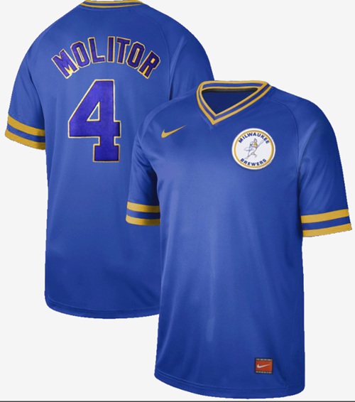 Nike Brewers #4 Paul Molitor Royal Authentic Cooperstown Collection Stitched MLB Jersey Nike Brewers #4 Paul Molitor Royal Authentic Cooperstown Collection Stitched MLB Jersey