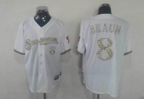 Brewers #8 Ryan Braun White USMC Cool Base Stitched MLB Jersey Brewers #8 Ryan Braun White USMC Cool Base Stitched MLB Jersey