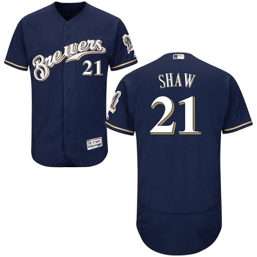 Brewers #21 Travis Shaw Navy Blue Flexbase Authentic Collection Stitched MLB Jersey Brewers #21 Travis Shaw Navy Blue Flexbase Authentic Collection Stitched MLB Jersey