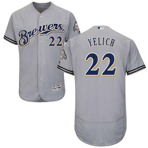 Brewers #22 Christian Yelich Grey Flexbase Authentic Collection Stitched MLB Jersey Brewers #22 Christian Yelich Grey Flexbase Authentic Collection Stitched MLB Jersey