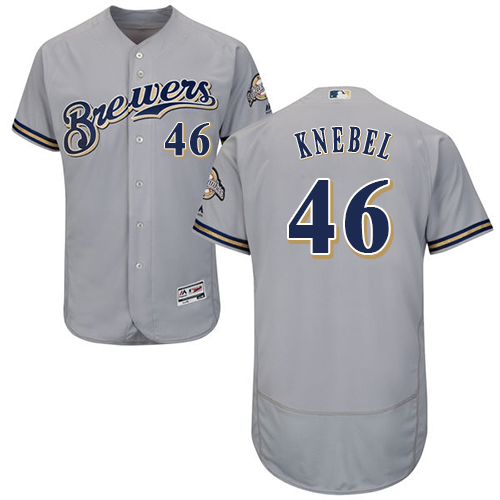 Brewers #46 Corey Knebel Grey Flexbase Authentic Collection Stitched MLB Jersey Brewers #46 Corey Knebel Grey Flexbase Authentic Collection Stitched MLB Jersey