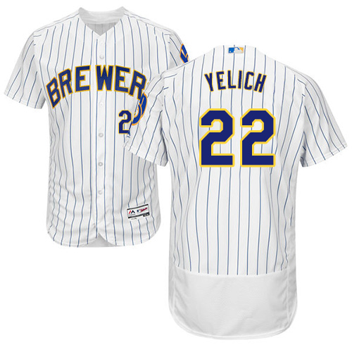 Brewers #22 Christian Yelich White Strip Flexbase Authentic Collection Stitched MLB Jersey Brewers #22 Christian Yelich White Strip Flexbase Authentic Collection Stitched MLB Jersey