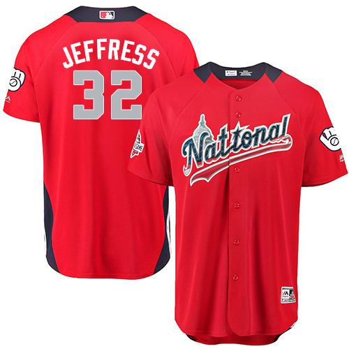 Brewers #32 Jeremy Jeffress Red 2018 All-Star National League Stitched MLB Jersey Brewers #32 Jeremy Jeffress Red 2018 All-Star National League Stitched MLB Jersey