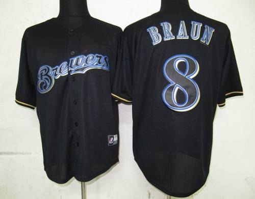 Brewers #8 Ryan Braun Black Fashion Stitched MLB Jersey Brewers #8 Ryan Braun Black Fashion Stitched MLB Jersey