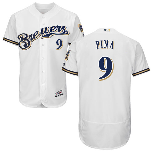 Brewers #9 Manny Pina White Flexbase Authentic Collection Stitched MLB Jersey Brewers #9 Manny Pina White Flexbase Authentic Collection Stitched MLB Jersey