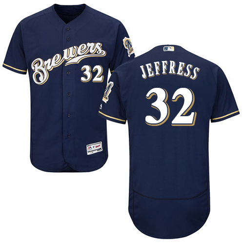 Brewers #32 Jeremy Jeffress Navy Blue Flexbase Authentic Collection Stitched MLB Jersey Brewers #32 Jeremy Jeffress Navy Blue Flexbase Authentic Collection Stitched MLB Jersey