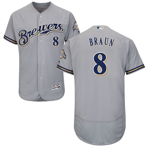 Brewers #8 Ryan Braun Grey Flexbase Authentic Collection Stitched MLB Jersey Brewers #8 Ryan Braun Grey Flexbase Authentic Collection Stitched MLB Jersey