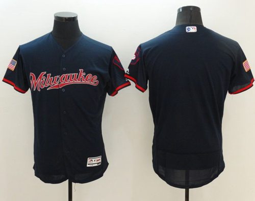 Brewers Blank Navy Blue Fashion Stars & Stripes Flexbase Authentic Stitched MLB Jersey Brewers Blank Navy Blue Fashion Stars & Stripes Flexbase Authentic Stitched MLB Jersey