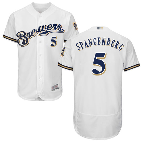 Brewers #5 Cory Spangenberg White Flexbase Authentic Collection Stitched MLB Jersey Brewers #5 Cory Spangenberg White Flexbase Authentic Collection Stitched MLB Jersey