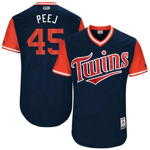 Twins #45 Phil Hughes Navy "Peej" Players Weekend Authentic Stitched MLB Jersey Twins #45 Phil Hughes Navy "Peej" Players Weekend Authentic Stitched MLB Jersey