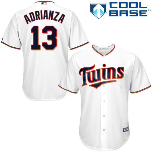 Twins #13 Ehire Adrianza White Cool Base Stitched MLB Jersey