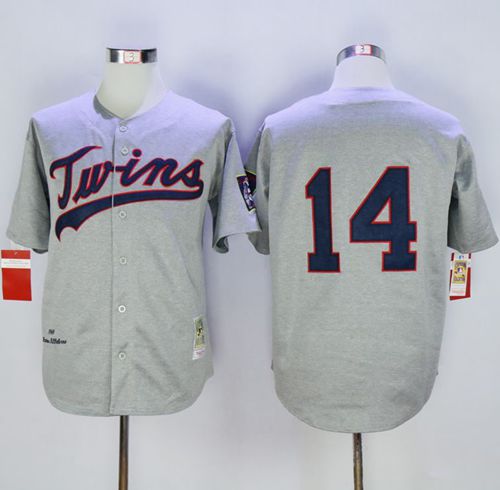 Mitchell And Ness 1969 Twins #14 Kent Hrbek Grey Throwback Stitched MLB Jersey Mitchell And Ness 1969 Twins #14 Kent Hrbek Grey Throwback Stitched MLB Jersey