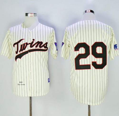 Mitchell And Ness 1969 Twins #29 Rod Carew Cream Throwback Stitched MLB Jersey Mitchell And Ness 1969 Twins #29 Rod Carew Cream Throwback Stitched MLB Jersey
