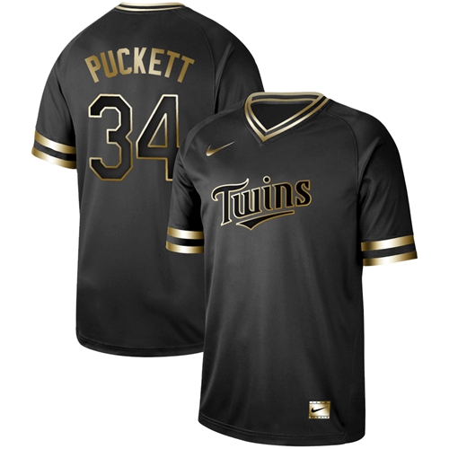 Nike Twins #34 Kirby Puckett Black Gold Authentic Stitched MLB Jersey Nike Twins #34 Kirby Puckett Black Gold Authentic Stitched MLB Jersey