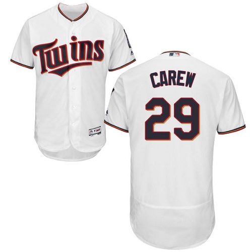 Twins #29 Rod Carew White Flexbase Authentic Collection Stitched MLB Jersey Twins #29 Rod Carew White Flexbase Authentic Collection Stitched MLB Jersey