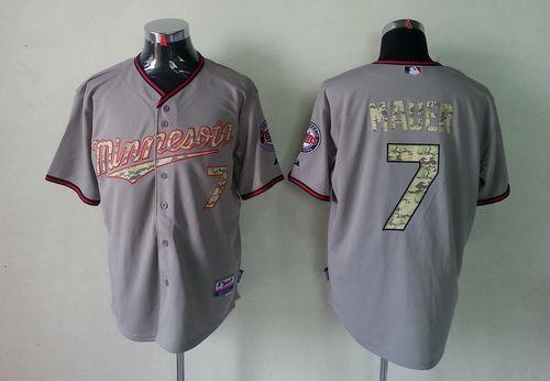 Twins #7 Joe Mauer Grey USMC Cool Base Stitched MLB Jersey Twins #7 Joe Mauer Grey USMC Cool Base Stitched MLB Jersey
