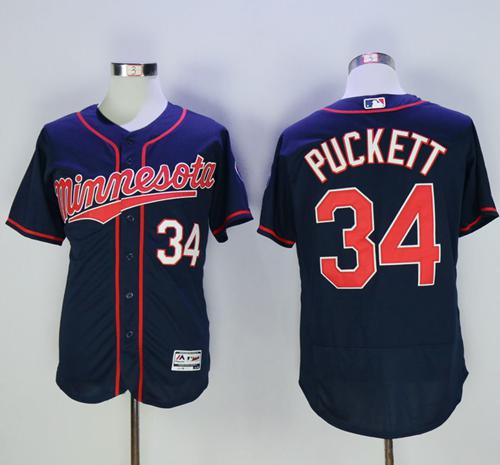Twins #34 Kirby Puckett Navy Blue Flexbase Authentic Collection Stitched MLB Jersey Twins #34 Kirby Puckett Navy Blue Flexbase Authentic Collection Stitched MLB Jersey