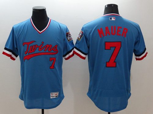 Twins #7 Joe Mauer Light Blue Flexbase Authentic Collection Cooperstown Stitched MLB Jersey Twins #7 Joe Mauer Light Blue Flexbase Authentic Collection Cooperstown Stitched MLB Jersey