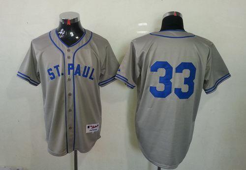 Twins #33 Justin Morneau Grey 1948 St. Paul Saints Turn Back The Clock Stitched MLB Jersey Twins #33 Justin Morneau Grey 1948 St. Paul Saints Turn Back The Clock Stitched MLB Jersey